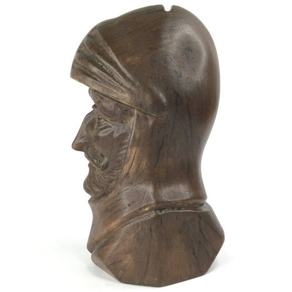 Vtg Dave Stetson Signed Carved Coin Bank Medieval Soldier Solid Wood 9" 1972